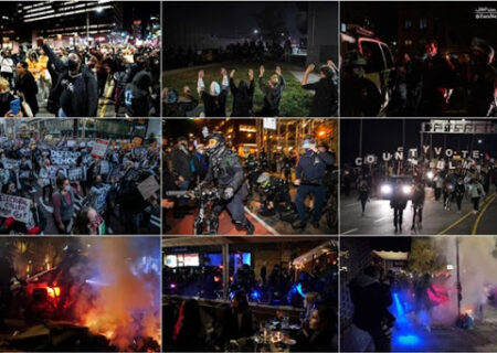 امریکہ میں انتخابات کے بعد مظاہروں، جھڑپوں اور گرفتاریوں کا سلسلہ جاری