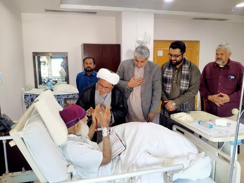 آیت اللہ محمد حسین نجفی کی عیادت کے لیے علامہ شبیر حسن میثمی کی آمد