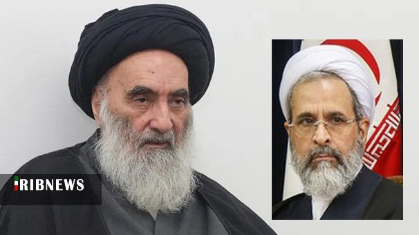 نجف اشرف میں آیت اللہ اعرافی کی آیت اللہ العظمیٰ سیستانی سے ملاقات