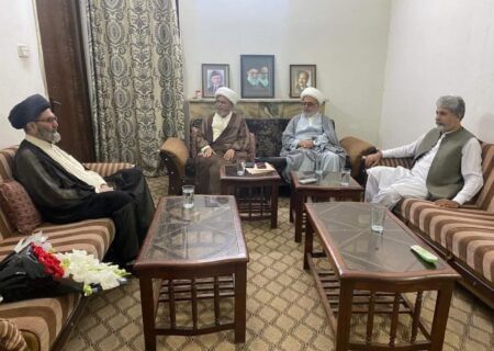 قائد ملت جعفریہ پاکستان سے علامہ ڈاکٹر شبیر حسن میثمی، علامہ مجیر میثمی اور زاہد علی آخونزادہ کی ملاقات