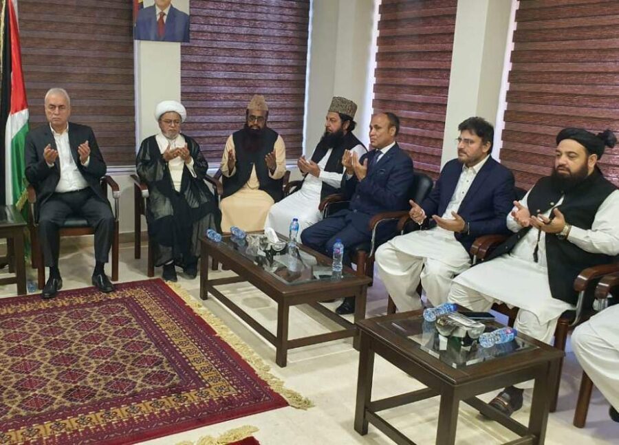ملی یکجہتی کونسل پاکستان کے وفد کا فلسطینی ایمبیسی کا دورہ، شہداء کیلیے تعزیت