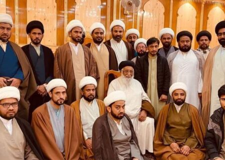 طلاب فارغ التحصیل مدرسہ الامام المنتظر مقیم نجف کی آية الله حافظ سيد رياض حسين نجفی سے ملاقات