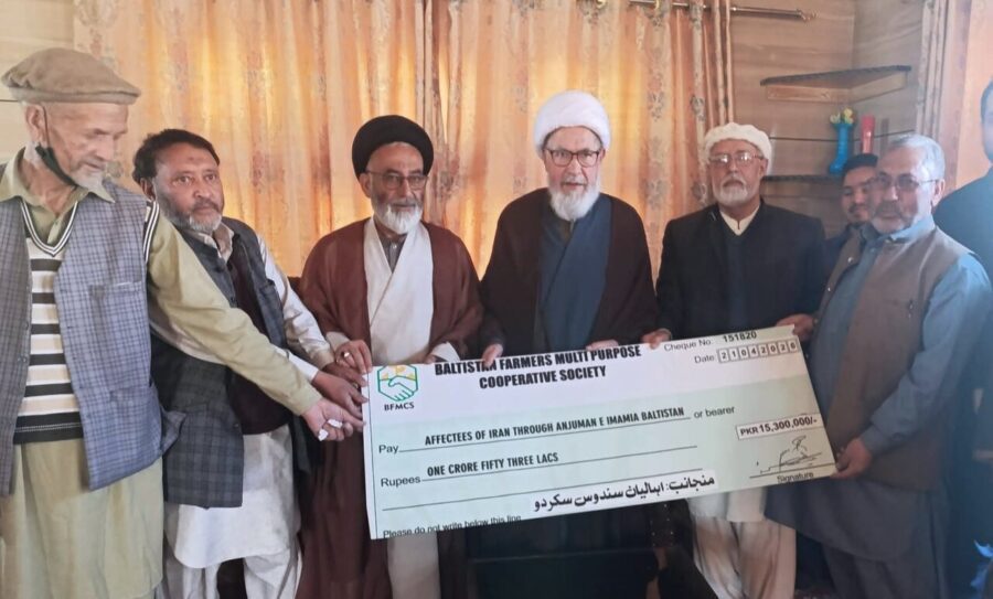 سندوس سکردو کا عظیم جذبۂ ایثار؛ 1 کروڑ 53 لاکھ روپے کا چک ملتِ ایران کے نام دے دیا